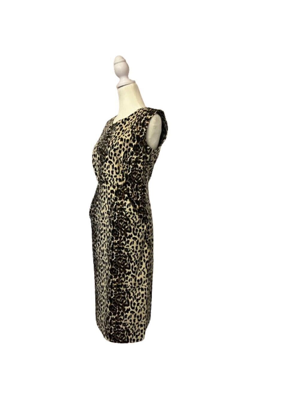 AGB Dress Black & Brown Leopard Print Sheath Dress Size 6